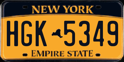 NY license plate HGK5349