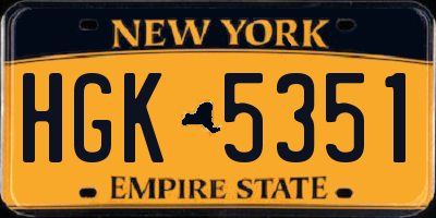 NY license plate HGK5351