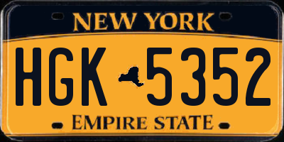 NY license plate HGK5352