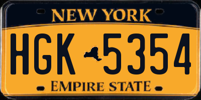 NY license plate HGK5354