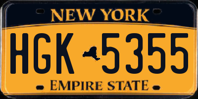 NY license plate HGK5355