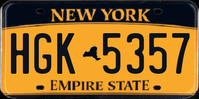 NY license plate HGK5357