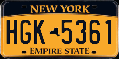 NY license plate HGK5361