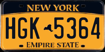NY license plate HGK5364