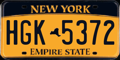 NY license plate HGK5372