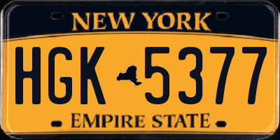 NY license plate HGK5377