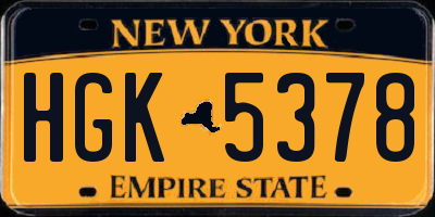 NY license plate HGK5378