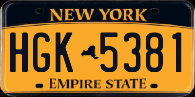 NY license plate HGK5381