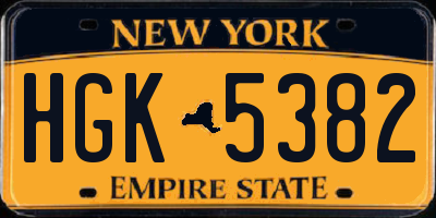 NY license plate HGK5382