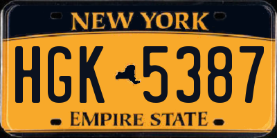 NY license plate HGK5387