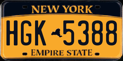 NY license plate HGK5388