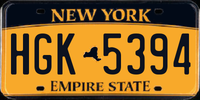 NY license plate HGK5394