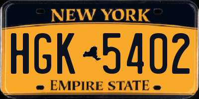 NY license plate HGK5402