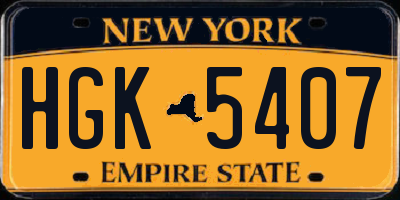 NY license plate HGK5407