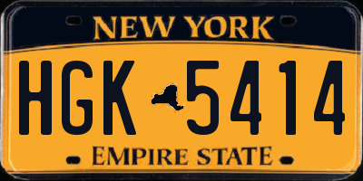 NY license plate HGK5414