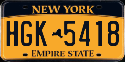 NY license plate HGK5418