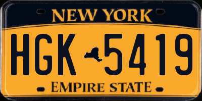 NY license plate HGK5419