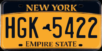 NY license plate HGK5422