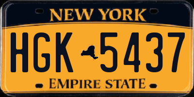 NY license plate HGK5437