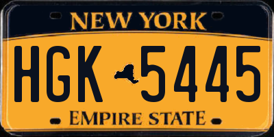 NY license plate HGK5445