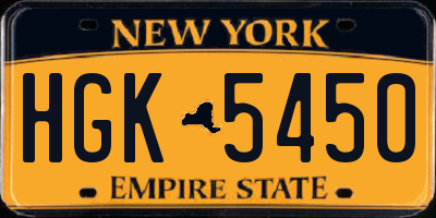 NY license plate HGK5450