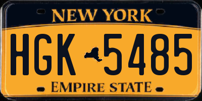 NY license plate HGK5485