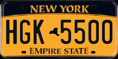 NY license plate HGK5500