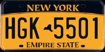 NY license plate HGK5501