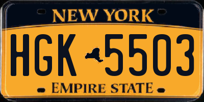 NY license plate HGK5503