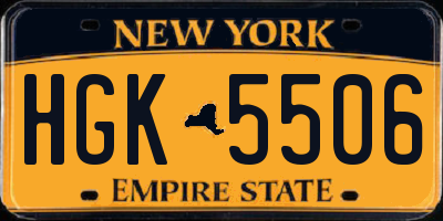 NY license plate HGK5506