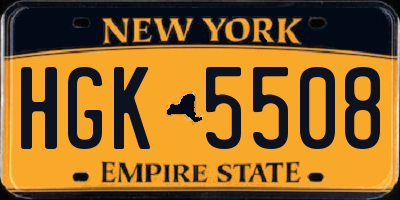 NY license plate HGK5508
