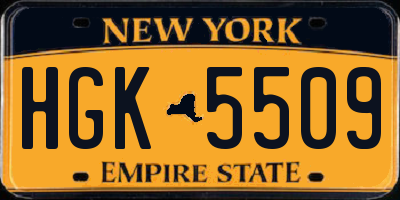 NY license plate HGK5509