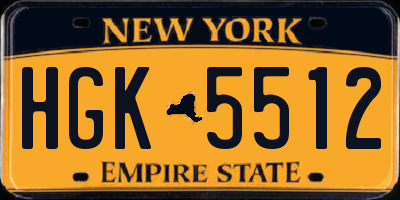 NY license plate HGK5512