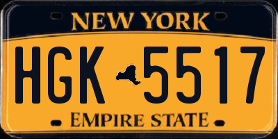 NY license plate HGK5517
