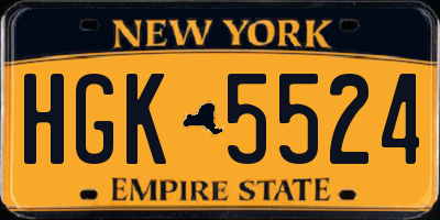 NY license plate HGK5524