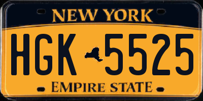 NY license plate HGK5525