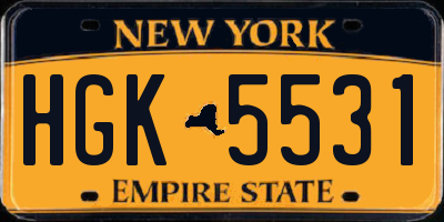 NY license plate HGK5531
