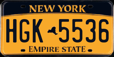 NY license plate HGK5536