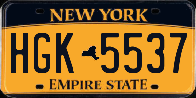 NY license plate HGK5537