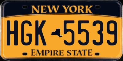 NY license plate HGK5539