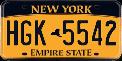 NY license plate HGK5542