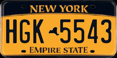 NY license plate HGK5543