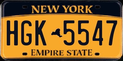 NY license plate HGK5547