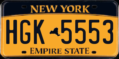 NY license plate HGK5553