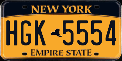 NY license plate HGK5554