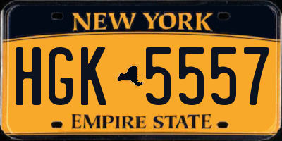 NY license plate HGK5557