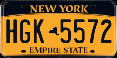 NY license plate HGK5572