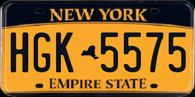 NY license plate HGK5575
