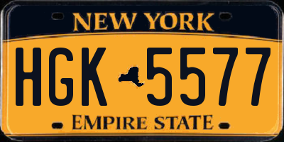 NY license plate HGK5577