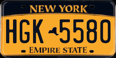 NY license plate HGK5580